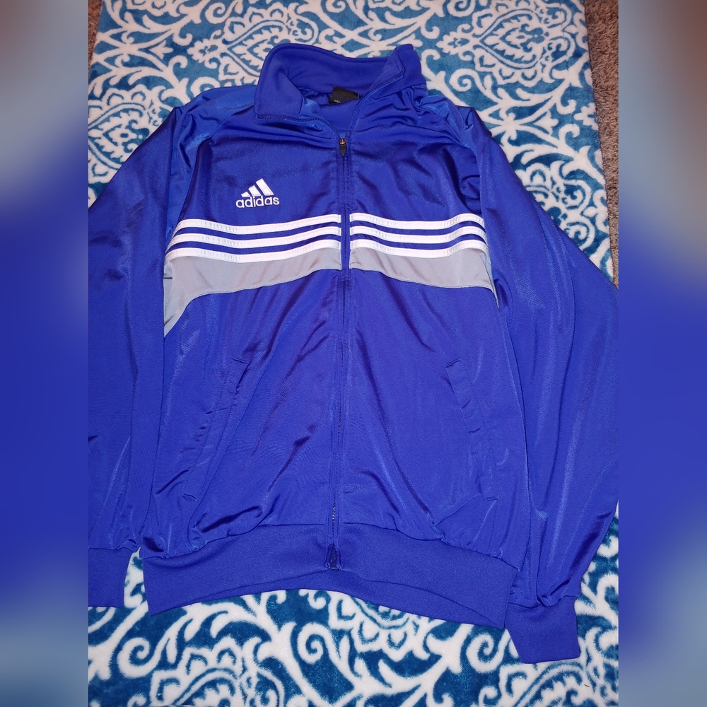 Adidas light weight zip up. Size Large. Blue.